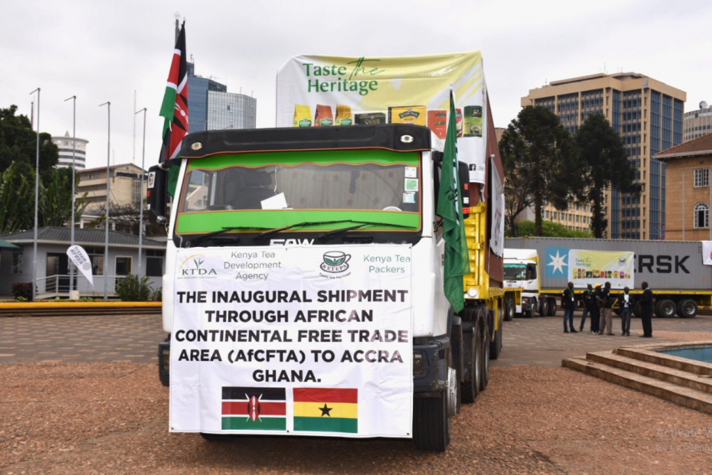 A truck loaded with Kenya-made exide batteries exported to Ghana through the Port of Tema, under the African Continental Free Trade Agreement